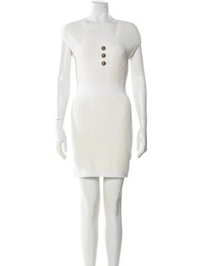 Pre-owned Balmain Scoop Neck Mini Dress W/ Tags In Neutral