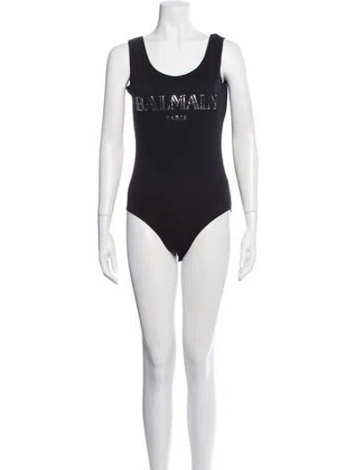 Pre-owned Balmain Scoop Neck Sleeveless Bodysuit In Black