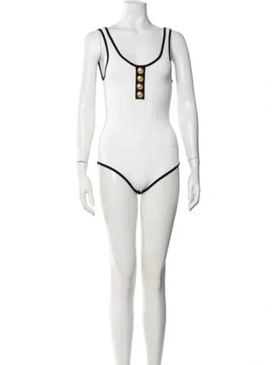 Pre-owned Balmain Scoop Neck Sleeveless Bodysuit In Black/white