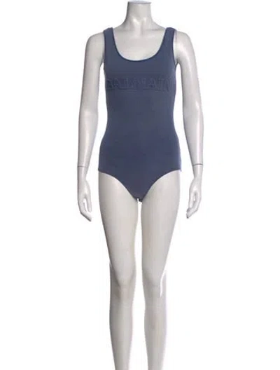 Pre-owned Balmain Scoop Neck Sleeveless Bodysuit In Blue