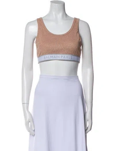 Pre-owned Balmain Scoop Neck Sleeveless Crop Top W/ Tags In Multi