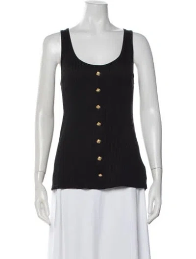 Pre-owned Balmain Scoop Neck Sleeveless Top In Black