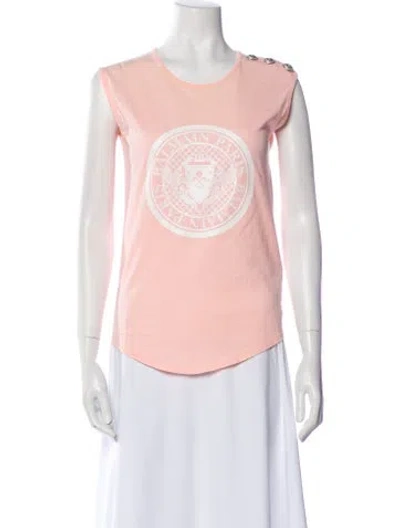 Pre-owned Balmain Scoop Neck Sleeveless Top In Pink