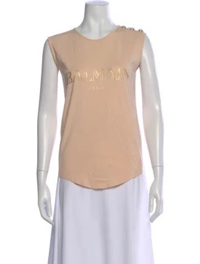 Pre-owned Balmain Scoop Neck Sleeveless Top In Pink