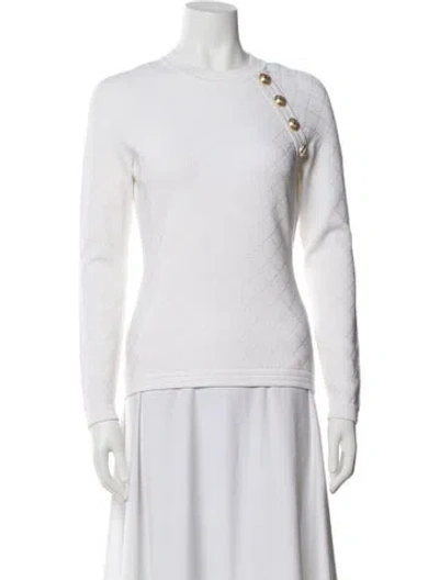 Pre-owned Balmain Scoop Neck Sweater In White
