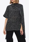 Balmain Script Print Silk Blouse In Black