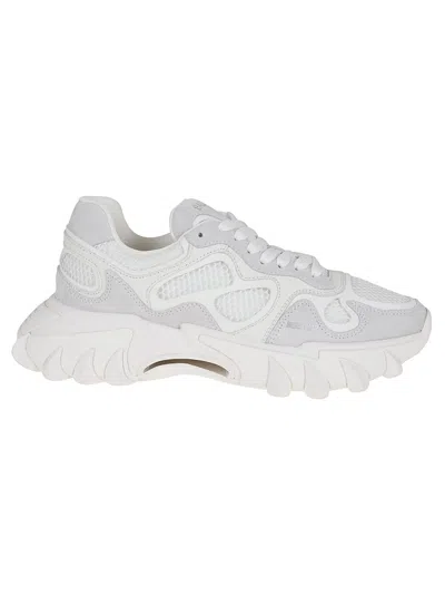 Balmain Sculpted Sole Sneakers In Leather In White