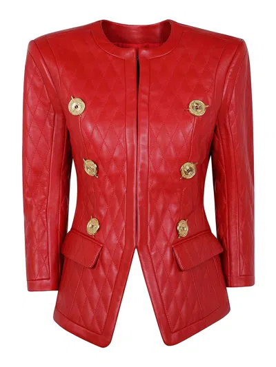 BALMAIN CHAQUETA DE CUERO - ROJO