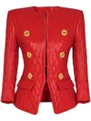 Balmain Sd To Sd 2 Pkts Lambskin Quilted Jacket In Red