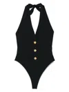 Balmain Black Buttons One-piece Swimsuit In Black