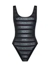 Balmain Black Striped One-piece Swimsuit In Black