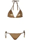 Balmain Metallic Triangle Bikini Set In Gold
