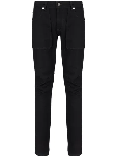 Balmain Slim-fit-jeans Mit Ziernaht In Black