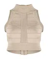 Balmain Seam Detailed Crop Top In Nude