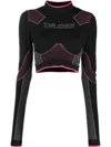 Balmain Multicolor Stretch Nylon Top In Black