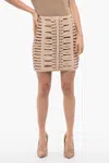 Balmain See-through Revival Woven Eco-leather Miniskirt In Pink