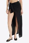 Balmain Self-tie Asymmetrical Beach Pareo In Black