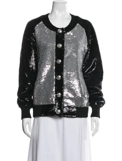 Pre-owned Balmain Sequin Bomber Jacket In Black