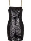 Balmain Sequin Mini Dress With Chain Strap Detail In Black