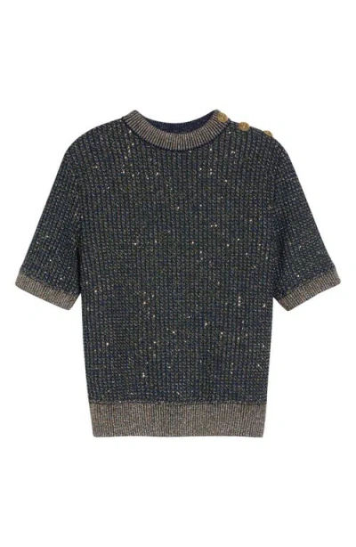 Balmain Sequin Crewneck Tweed Sweater In Multi