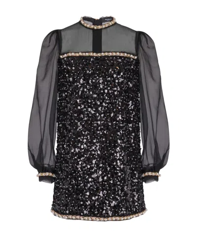 BALMAIN BALMAIN CHIFFON SEQUIN MINI DRESS