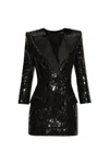 Balmain Sequined Mini Blazer Dress In Black