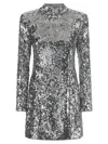 Balmain Sequin-embellished Structured-shoulder Mini Dress In Silver
