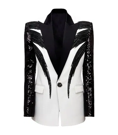 Balmain Sequin-design Single-breasted Blazer In Black
