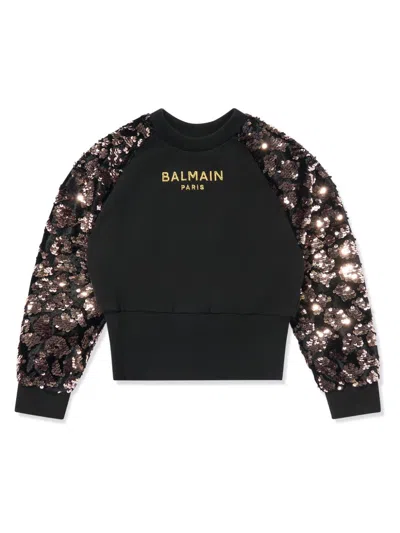 BALMAIN SEQUIN-EMBELLISHED COTTON SWEATSHIRT