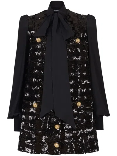 Balmain Sequin-embellished Mini Dress In Black