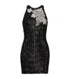 Balmain Grape Embroidery Sequined Mini Dress In Black