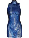 Balmain Sequin-embellished Mini Dress In Blue