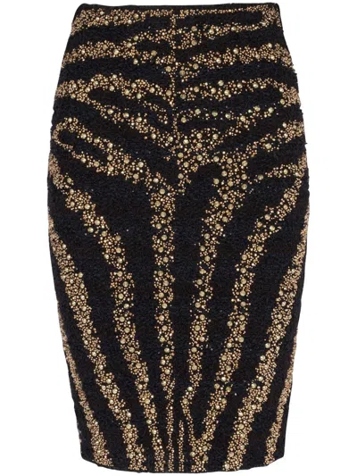 Balmain Sequin-embellished Pencil Skirt In Black