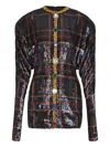 Balmain Sequin-embellished Plaid Dress In Multi
