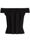 Balmain Sequin-embellished Stretch-knit Top In Black