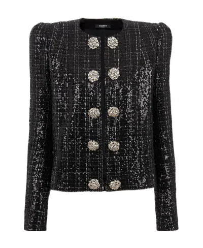 BALMAIN BALMAIN TWEED SEQUIN EMBELLISHED JACKET