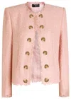 Balmain Sequin-embellished Tweed Jacket In Pink