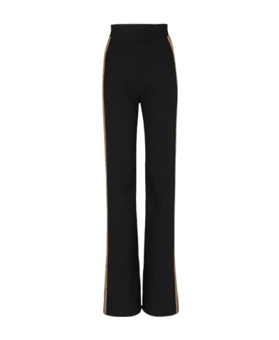 Balmain Sequin-embellished Wide-leg Trousers In Black