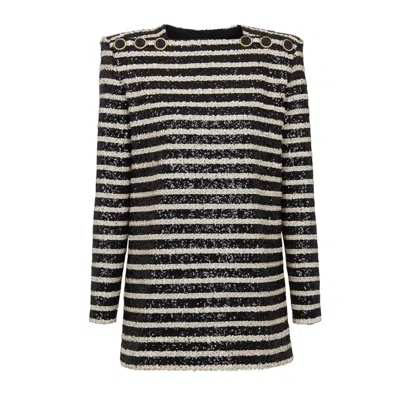 BALMAIN BALMAIN SEQUIN EMBELLISHMENT SHORT DRESS