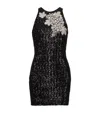 Balmain Grape Embroidery Sequined Mini Dress In Black
