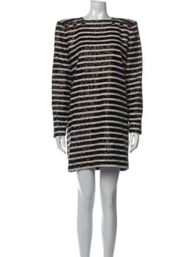 Pre-owned Balmain Sequin Mini Dress In Black