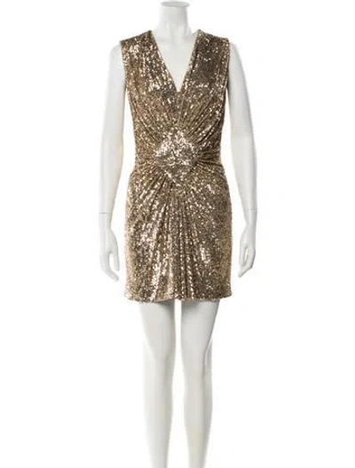 Pre-owned Balmain Sequin Mini Dress In Gold
