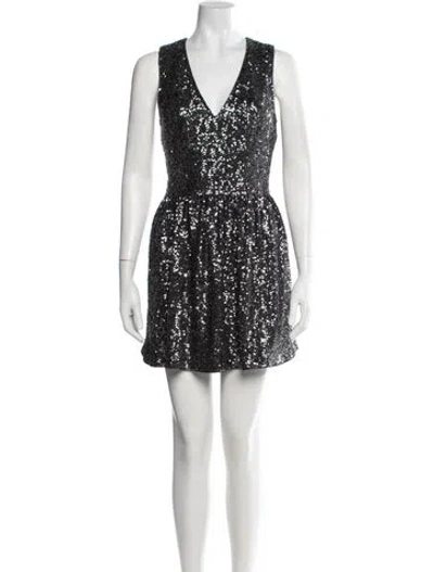Pre-owned Balmain Sequin Mini Dress In Gray