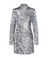 Balmain Sequin-embellished Structured-shoulder Mini Dress In Gray