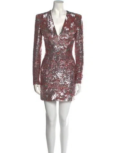 Pre-owned Balmain Sequin Mini Dress In Metallic/pink