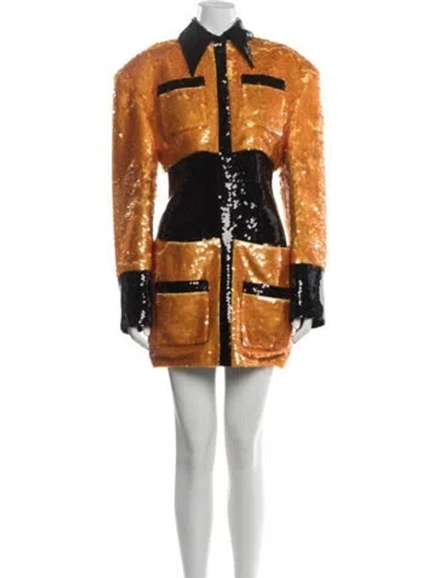 Pre-owned Balmain Sequin Mini Dress In Orange