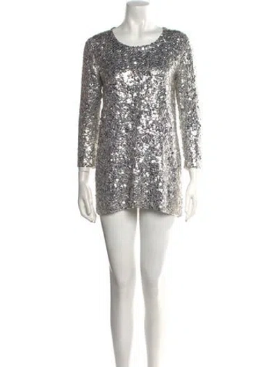 Pre-owned Balmain Sequin Mini Dress In Silver