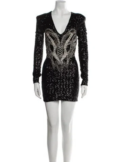 Pre-owned Balmain Sequin Mini Dress W/ Tags In Black