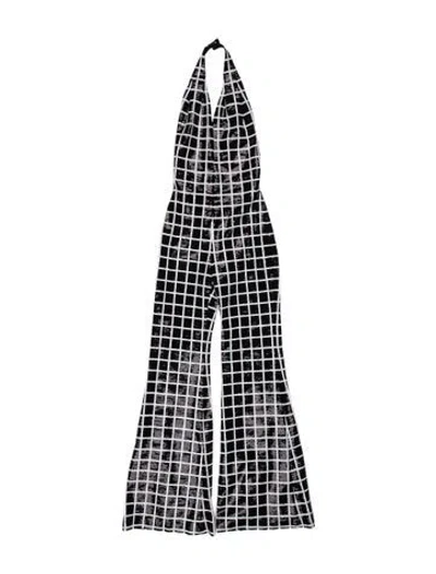 Pre-owned Balmain Sequin Plaid Print Jumpsuit In Black