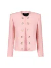 Balmain Tweed Jacket With All-over Sequins And Structured Shoulders In Pink